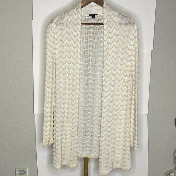 Lafayette 148 Size XL Tan and White Cardigan - Picture 1 of 5